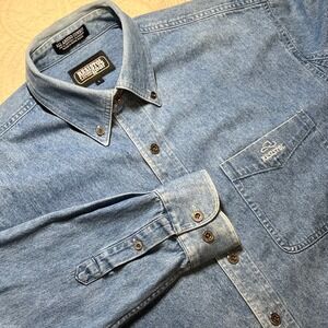 Vintage Resistol Rodeo Gear Denim Western Cowboy Shirt Large Embroidered